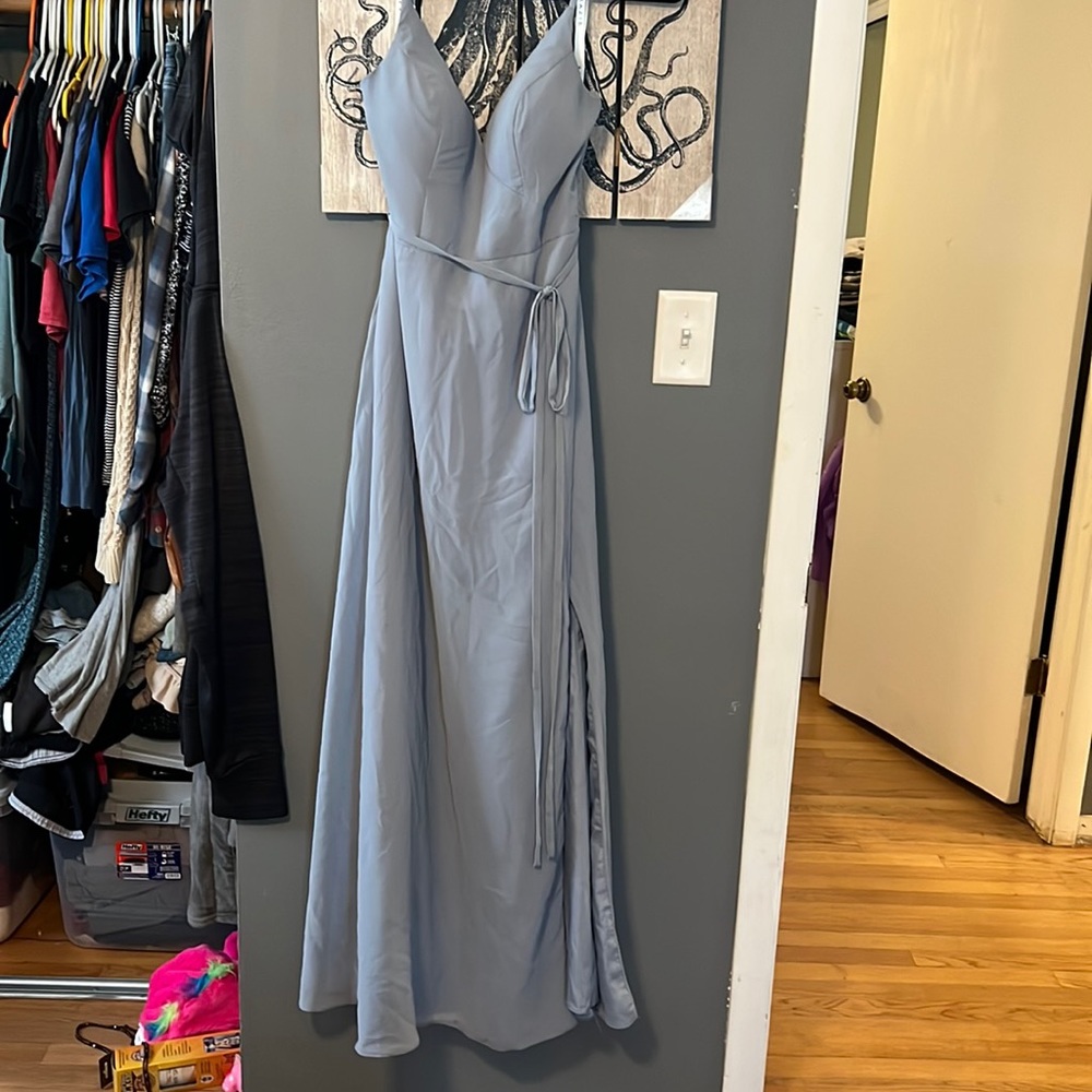 Azazie Bridesmaid Dusty Blue Dress A8